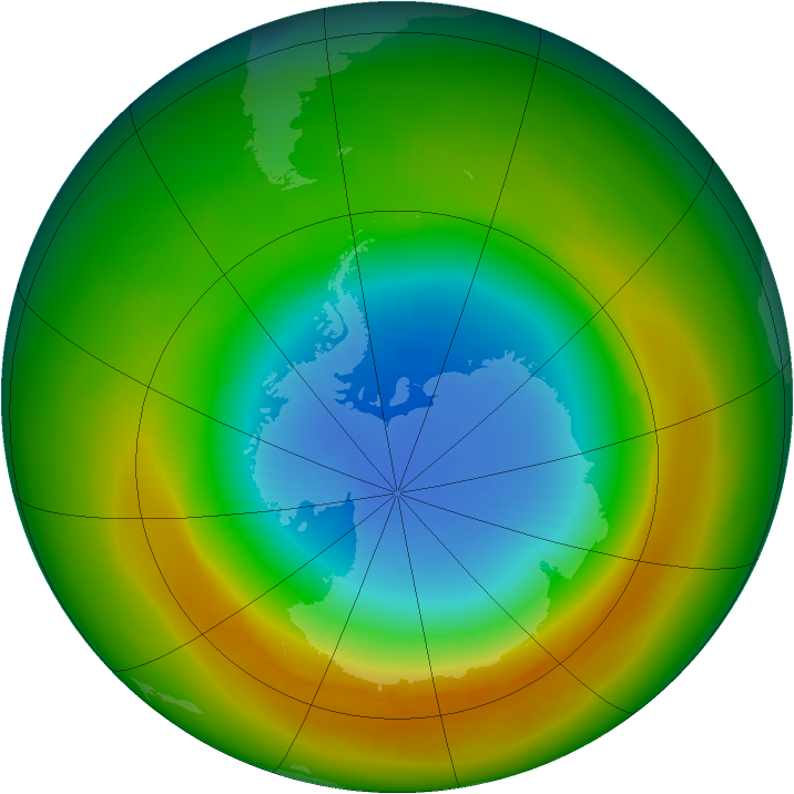 Antarctic ozone map for October 1980